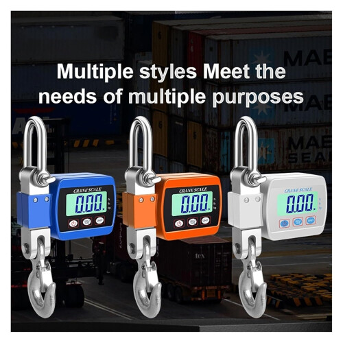 Crane Scale With LCD Display, Portable Industrial Heavy-Duty Weight Hook Unit, Change Function, 300Kg White UK 1