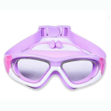 (Purple)Kids Swim Goggles With Earnose Plug Wide Clear View Anit-fog No Leak Water Pool Adjustable Goggle