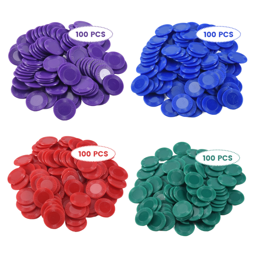 400 Pieces Plastic Poker Chips Game 4 Colors Count