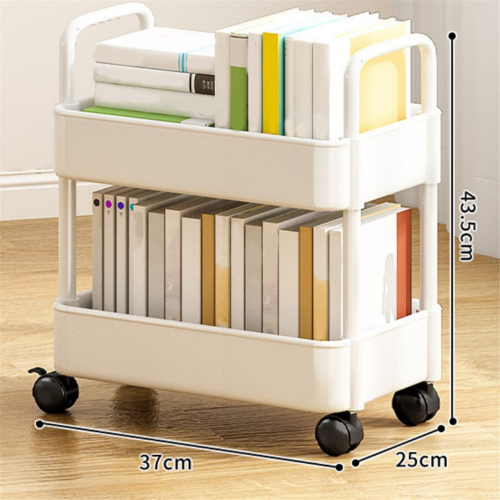 2 Tier Rolling Utility Cart Storage Shelf Movable 2
