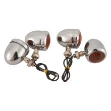 4Pc Chrome Turn Signal Light Led Motor Lamp Bulb F