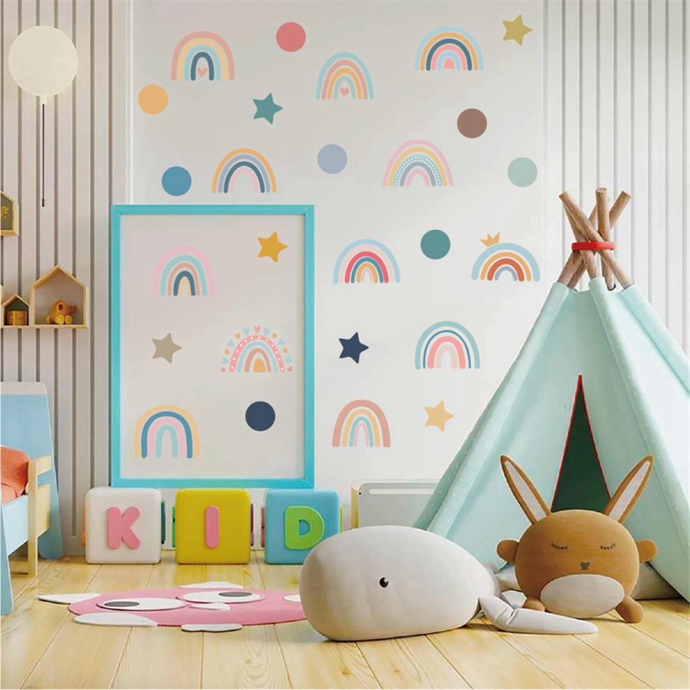 Boho Rainbow Wall Decals Watercolor Polka Stickers Semoic