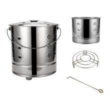 Burn Barrel Outdoor Fire Barrel for Garden Waste and Trash, Metal Construction, Medium (M) Size