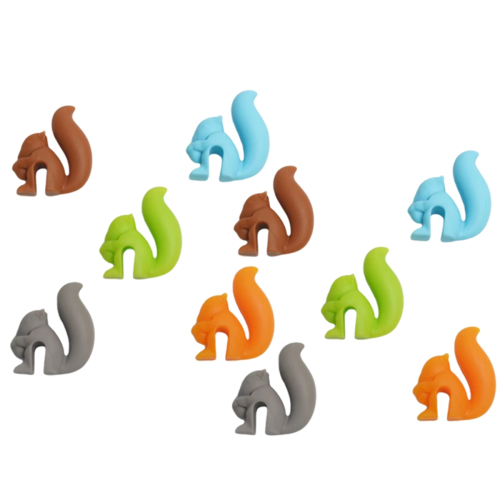 10Pack Cute Squirrel Shape Silicone Cup Hanger Too