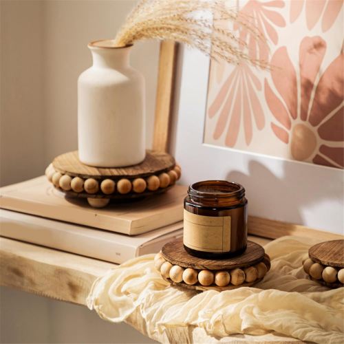2Pcs Wood Risers for Display Decorative,Round Bead 2