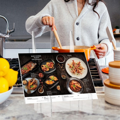 Acrylic Cookbook Holder Recipe Book Display Rack f 2
