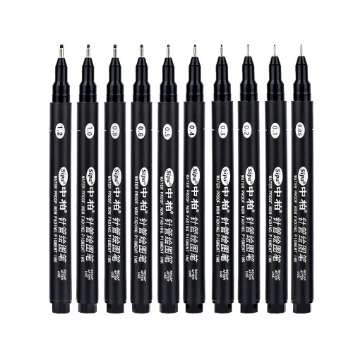 8Pcs Black Thin Liner Pens Mini Fineliner Drawing 1