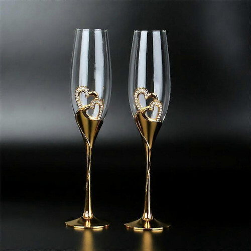 2-Piece Crystal Champagne Glass Goblet Valentine's Day Gift 1