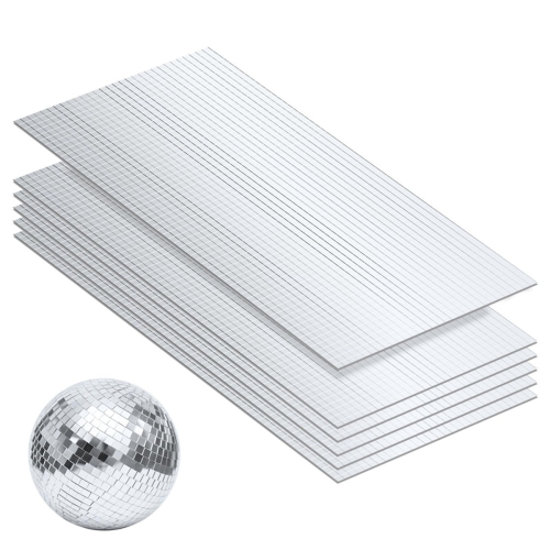 6 Sheets Disco Tiles,Silver Mini Square Mirror Til 2