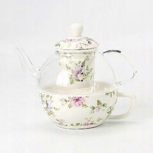 (B)Teapot With A Cup Of Glass Teapot