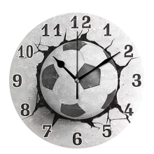 12Inch Football Wall Crack Clock Round Mute Quartz