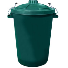 Extra Large Dustbin with Clip Locking Lid Plastic Dustbin for Garden Waste Recycling or Animal Feed 80 Litre Green Garden Bin - 80L
