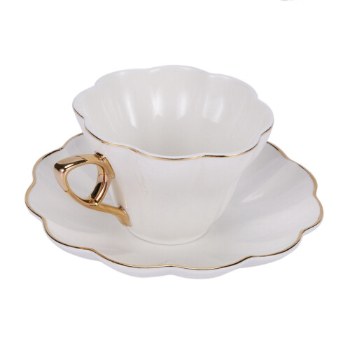 Elegant Flower Bone China Tea Cup Saucer Set Ceram 2