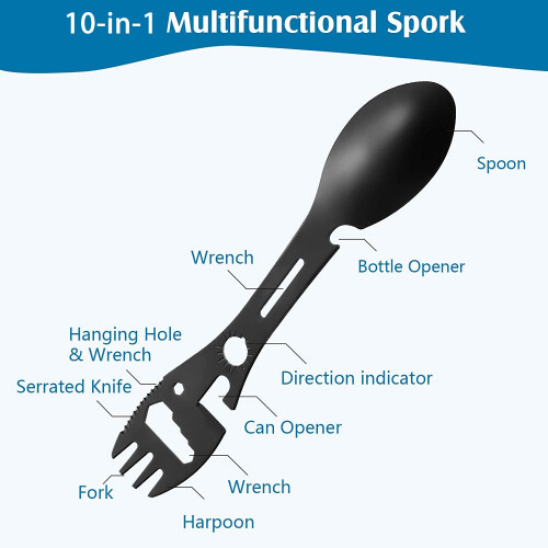 4Pcs 10In1 Camping Spork Multi-Functional Spoon Ca 2