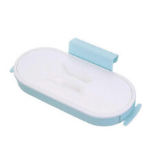(Blue)Kitchen Plastic Garbage Hanging Bag Portable Trash Storage Hanger Bag Hook Drying Rack Pad Dry Shelves Holder Organzier Gadgets