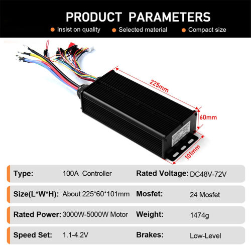 100A 3-Mode Sine Wave Controller 24-Tube 48V-72V 3 2