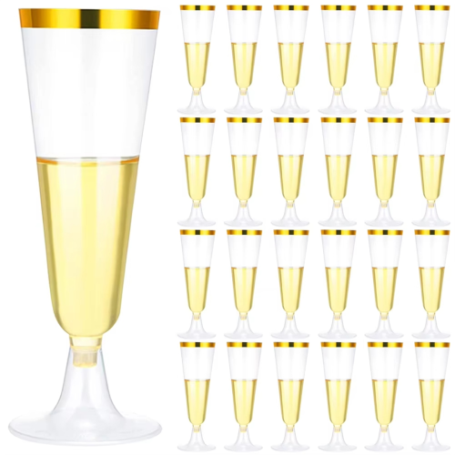 25Pcs 150ml Disposable Champagne Flutes Clear Toas 1