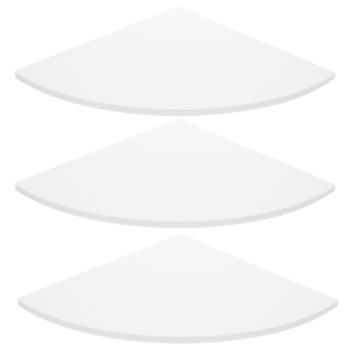 3Pcs Bamboo Wall Shelf Triangle Fan Shape Corner Rack for Room Storage