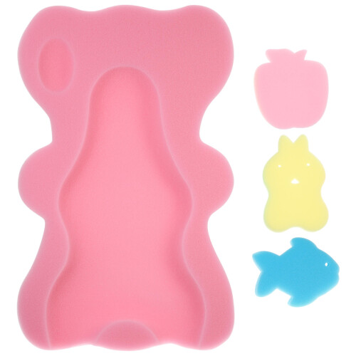 Bath Sponge Infant Baby Support Shower with Long Handle Pad Newborn