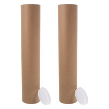 2Pcs Kraft Paper Mailing Tubes with Caps Khaki Storage for Posters Art