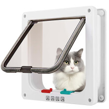 Pet Entrance and Exit Two-Way Door White, Cat and Dog Door, Direction Control, Fits Interior Doors, Windows and Walls