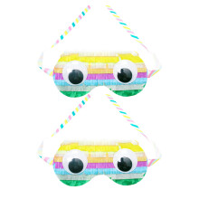 2Pcs Colorful Paper Pinata Blindfolds Kids Party Masks Costume Props