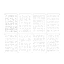 8Pcs Waterproof Plastic Painting Stencils Letter Number Drawing Sheets