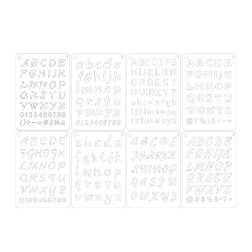 8Pcs Waterproof Plastic Painting Stencils Letter Number Drawing Sheets