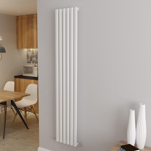 AICA (Single 1800x354mm, White) Designer Oval Column Radiator Central Heating