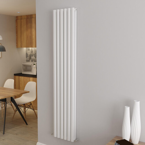 AICA (Double 1800x354mm, White) Designer Oval Column Radiator Central Heating
