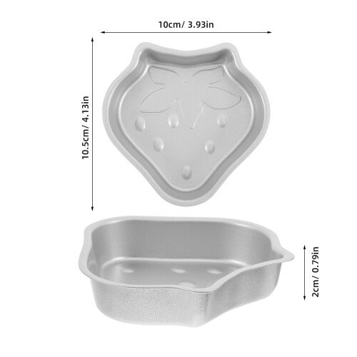 2 Pcs Cake Mold Baking Tray Biscuit Dessert Strawberry Shape Pan 1