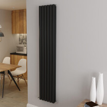 (Double 1800x354mm, Black) Designer Oval Column Radiator Central Heating