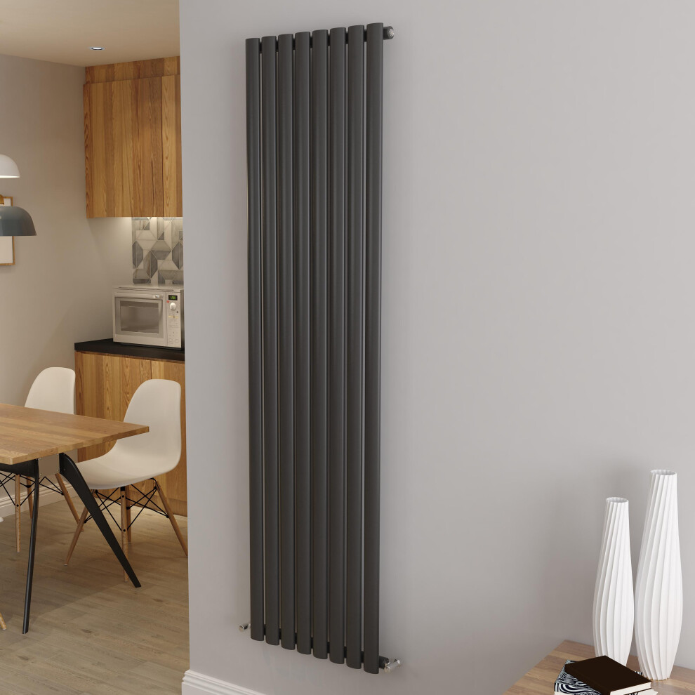 Aica (Single 1800X472mm, ) Designer Oval Column Radiator Central Heating Anthracite