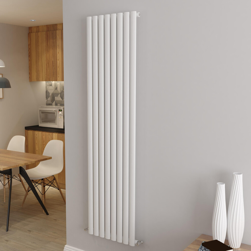 Aica (Single 1800X472mm, ) Designer Oval Column Radiator Central Heating White