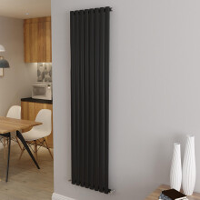 (Single 1800x472mm, Black) Designer Oval Column Radiator Central Heating
