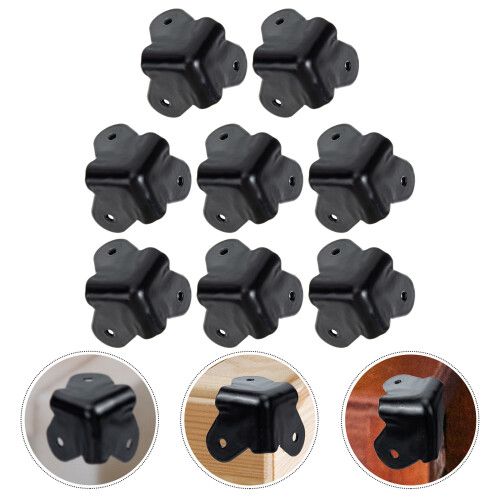 1Set Practical Black Iron Speaker Corner Protectors Durable Cover 1