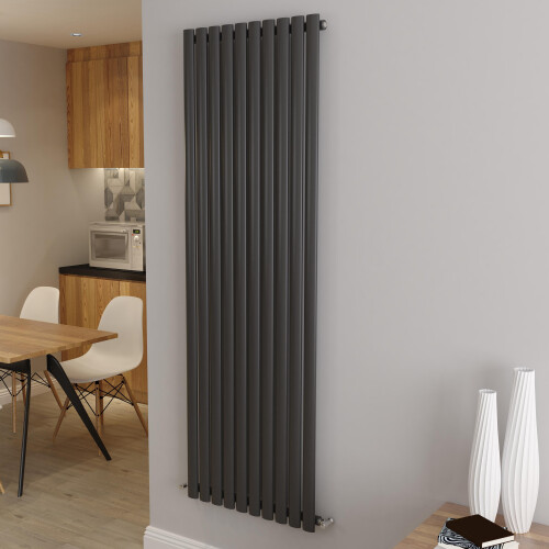 AICA (Single 1800x590mm, Anthracite) Designer Oval Column Radiator Central Heating
