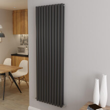 (Double 1800x590mm, Anthracite) Designer Oval Column Radiator Central Heating