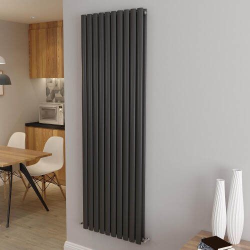 AICA (Double 1800x590mm, Anthracite) Designer Oval Column Radiator Central Heating