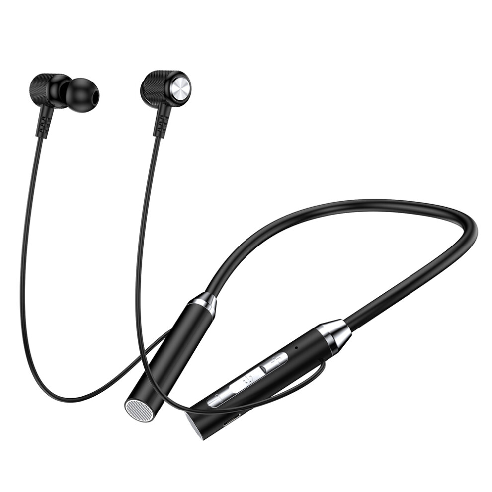 (Black) Headphones Eadphones Silicone Neckband Earphones Black 6914274359822
