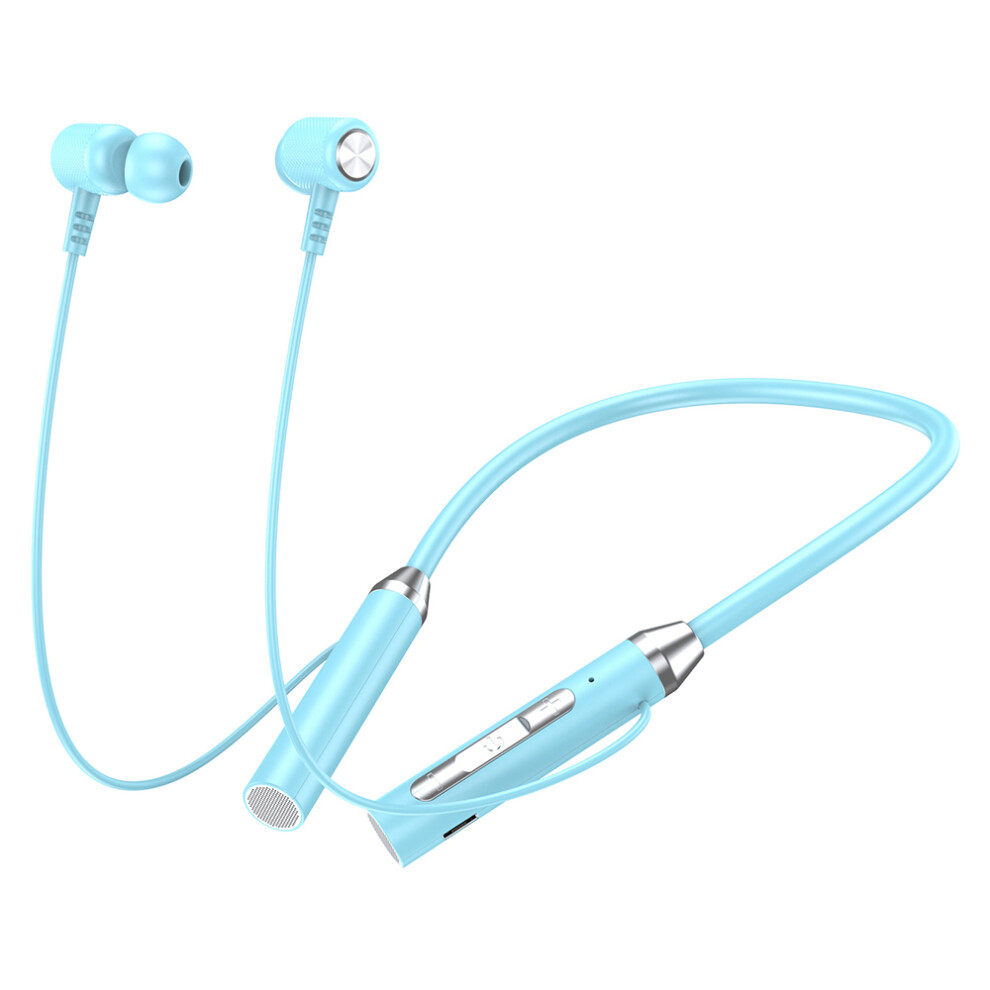 (Blue) Headphones Eadphones Silicone Neckband Earphones Blue 6914277947873