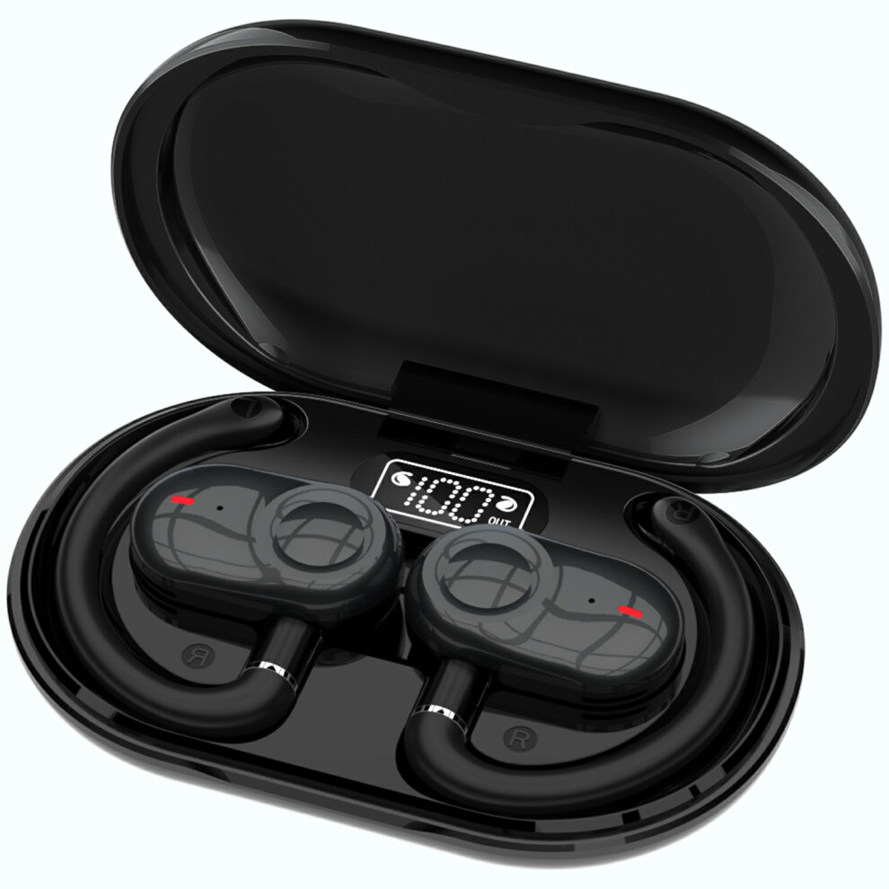 (Black) Headphones Wireless Ear Hook Music Call Headset Black 6914273007816