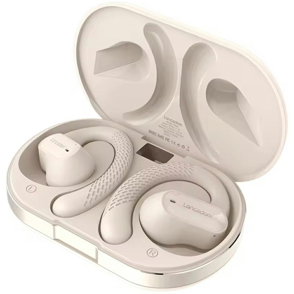 (Beige) Headphones Icrophone Ear Hook Music Call Headset Beige 6914271353496