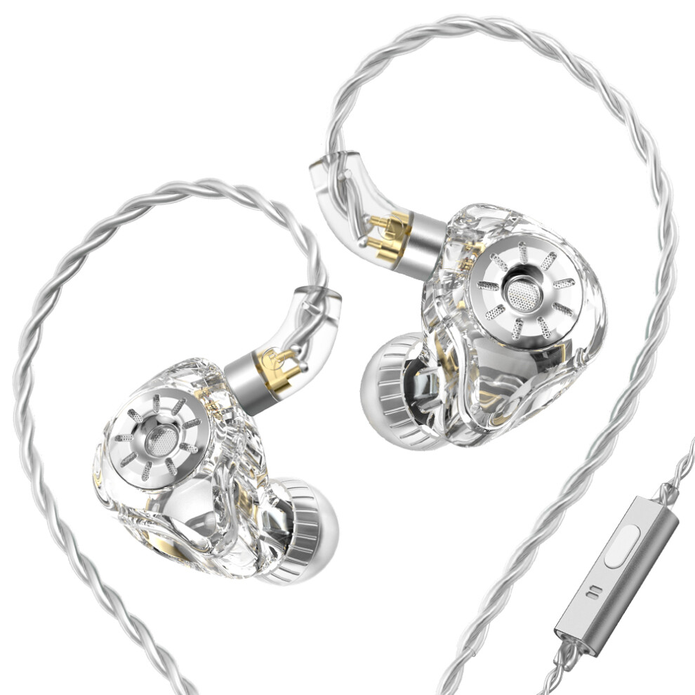 (Transparent ) Headphones E Hifi Music Tunable Headset With Mic White 6914275261599