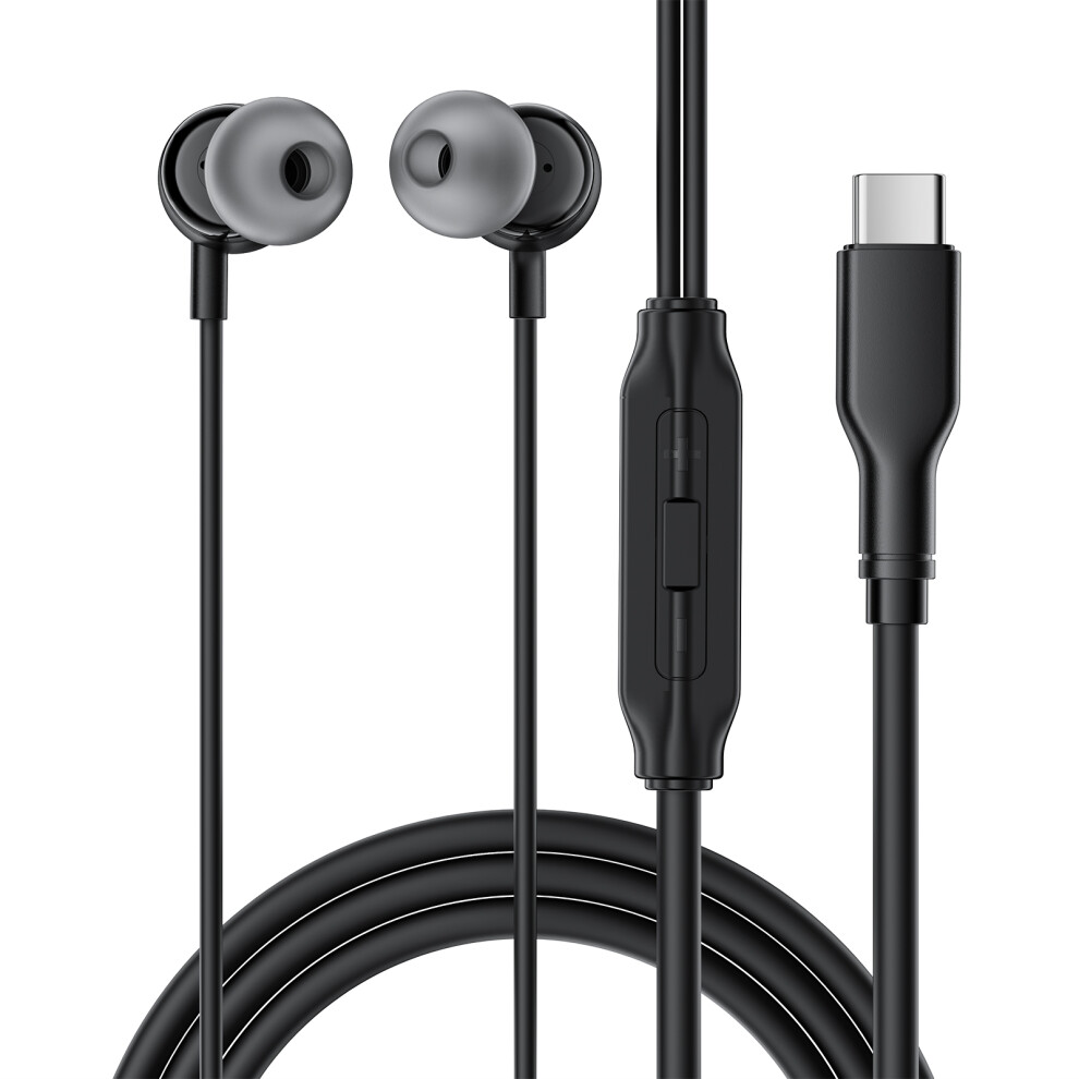 (Black) Headphones Silicone Cable Tangle Free Headphones Black 6914278581755