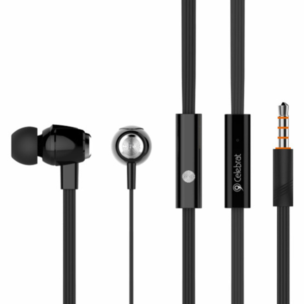 (Black) Headphones Ne Wire Control Music Calling Headset Black 6914276734979