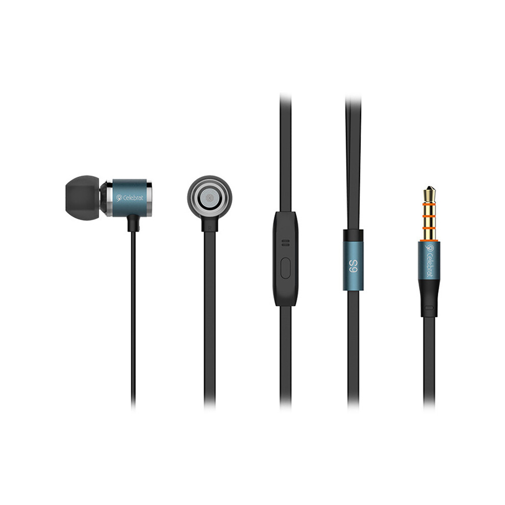 (Blue) Headphones Ear Headphone With Mic Volume Control Blue 6914272281897
