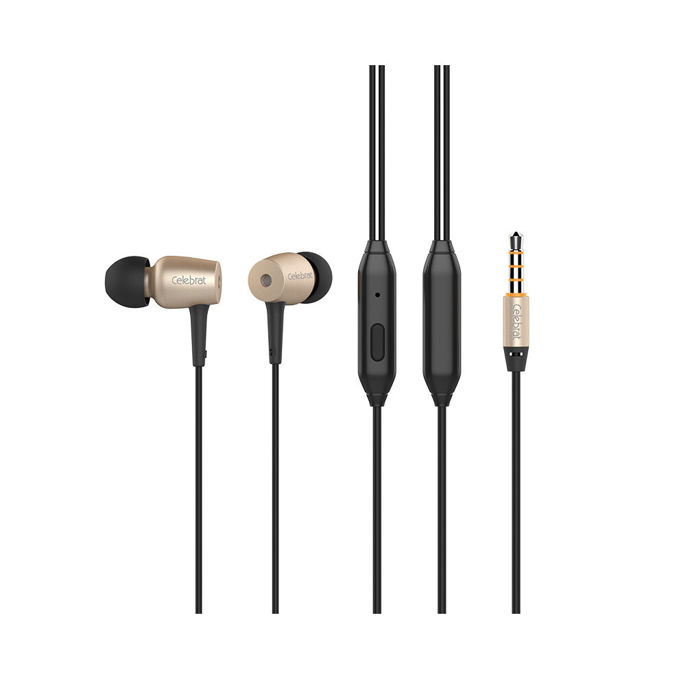 (Gold) Headphones E Metal Earphone Stereo Sound Headset Gold 6914275921318