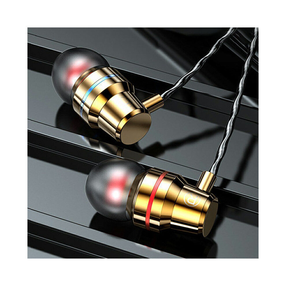 (Gold) Headphones Ired Headset Music Headphone Earphone Gold 6914270272637