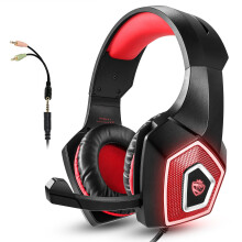 (BlackRed) Headphones Computer Headphone with Adapter Cable